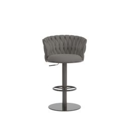 Sweave Set of 2 Grey Swivel Bar Stools Velvet Curved Back Adjustable Height - thumbnail 8
