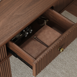 Mid-Century Solid Wood Home Office Desk with 6 Drawers Walnut Executive Writing Desk (160 cm) - thumbnail 7
