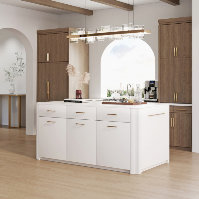 180 cm Modern Glossy Sintered Stone Kitchen Island with Adjustable Storage & Towel Rack - image 1