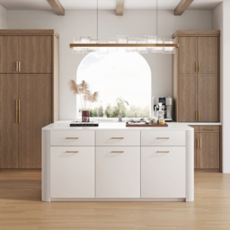 180 cm Modern Glossy Sintered Stone Kitchen Island with Adjustable Storage & Towel Rack - thumbnail 4