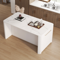 180 cm Modern Glossy Sintered Stone Kitchen Island with Adjustable Storage & Towel Rack - thumbnail 6