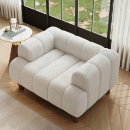 "49"" Boucle Lounge Accent Chair with Armrest and Wood Legs" - thumbnail 3