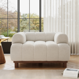 "49"" Boucle Lounge Accent Chair with Armrest and Wood Legs" - thumbnail 2