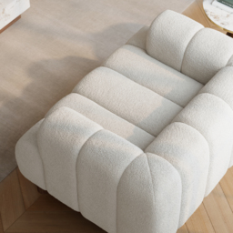 "49"" Boucle Lounge Accent Chair with Armrest and Wood Legs" - thumbnail 7