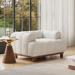 "49"" Boucle Lounge Accent Chair with Armrest and Wood Legs" - thumbnail 4
