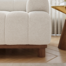"49"" Boucle Lounge Accent Chair with Armrest and Wood Legs" - thumbnail 5