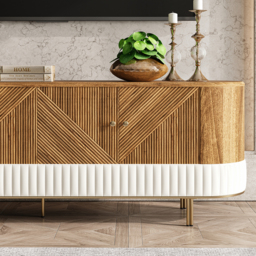 Wovent Walnut & Leather TV Stand & Coffee Table Set - thumbnail 6