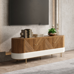 Wovent Walnut & Leather TV Stand & Coffee Table Set - thumbnail 5