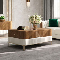 Wovent Walnut & Leather TV Stand & Coffee Table Set - thumbnail 7