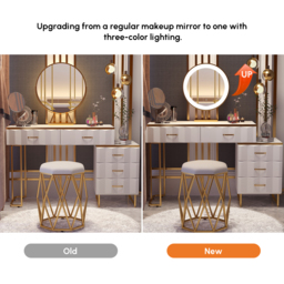 Extendable Modern White Dressing Table 5 Drawers Dressing Table Set with Stool and Mirror - thumbnail 7