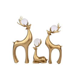 3 Pieces Gold Resin Reindeer Sculpture Chrismas Deer Decor Art Ornament Living Room - thumbnail 7