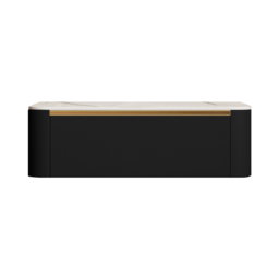 Modern Black Floating Bedside Table 1 Drawer Bedside Table with Sintered Stone Top - thumbnail 5