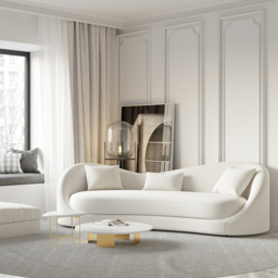 Luxury 2130mm Off White Velvet Upholstered Sofa 3-Seater Sofa Solid Wood Frame - thumbnail 5