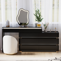 "47"" Smart Makeup Vanity Set Retractable  Dressing Table with Mirror & Lights" - thumbnail 3