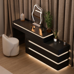 "47"" Smart Makeup Vanity Set Retractable  Dressing Table with Mirror & Lights"