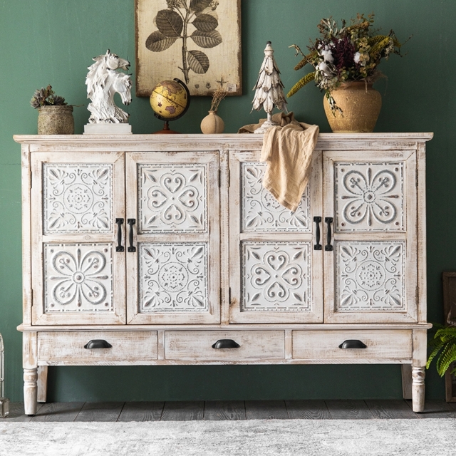 Distrate 1500mm French Country Distressed White Sideboard Buffet with Drawers&Shelves - image 1