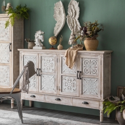 Distrate 1500mm French Country Distressed White Sideboard Buffet with Drawers&Shelves - thumbnail 2