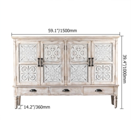 Distrate 1500mm French Country Distressed White Sideboard Buffet with Drawers&Shelves - thumbnail 8