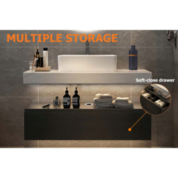 90 cm Floating Bathroom Vanity Set with Single Sink White and Black Modern Style - thumbnail 9