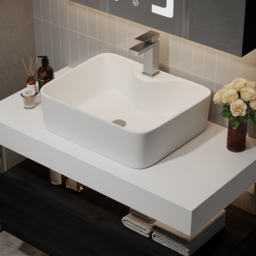 90 cm Floating Bathroom Vanity Set with Single Sink White and Black Modern Style - thumbnail 6