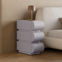 Narrow Modern White Leather Smart Nightstand with Wireless Charger 3 Drawers Bedside Table with USB & Type-C Ports  Set of 2 - thumbnail 2