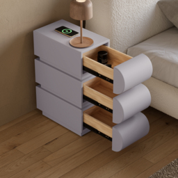 Narrow Modern White Leather Smart Nightstand with Wireless Charger 3 Drawers Bedside Table with USB & Type-C Ports  Set of 2 - thumbnail 5
