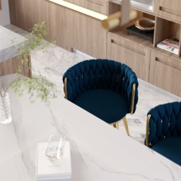 Sweave Nordic Dining Chairs Velvet Upholstery Blue Barrel Back Round Accent Dining Room Chairs - thumbnail 5