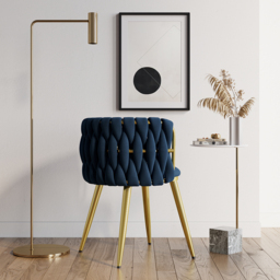 Sweave Nordic Dining Chairs Velvet Upholstery Blue Barrel Back Round Accent Dining Room Chairs - thumbnail 7
