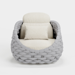 Cocaro Garden Aluminium & Rope Weave Swivel Lounge Chair in Grey & White - thumbnail 9