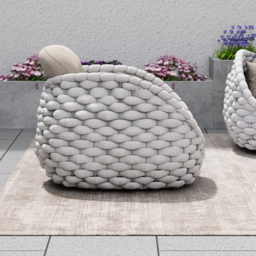 Cocaro Garden Aluminium & Rope Weave Swivel Lounge Chair in Grey & White - thumbnail 3