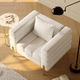 Performance Leather Accent Chair Modern Modular Arm Chair Set of 2 - thumbnail 4