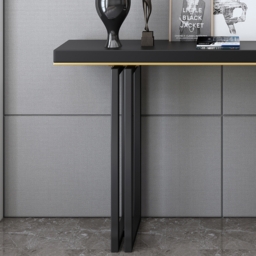 1200mm Entry Accent Table Narrow Console Table Black Solid Wood & Metal in Large - thumbnail 5