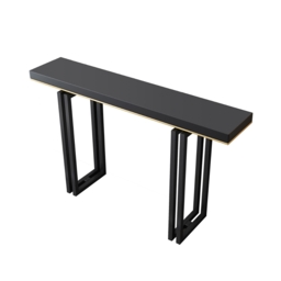 1200mm Entry Accent Table Narrow Console Table Black Solid Wood & Metal in Large - thumbnail 8
