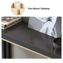 1200mm Entry Accent Table Narrow Console Table Black Solid Wood & Metal in Large - thumbnail 9