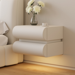 Humply Leather Floating Smart Bedside Table with 2 Drawers