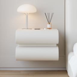 Humply Leather Floating Smart Bedside Table with 2 Drawers - thumbnail 2