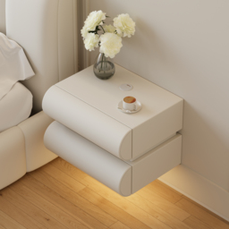 Humply Leather Floating Smart Bedside Table with 2 Drawers - thumbnail 4