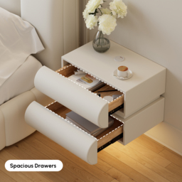 Humply Leather Floating Smart Bedside Table with 2 Drawers - thumbnail 8