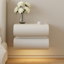 Humply Leather Floating Smart Bedside Table with 2 Drawers - thumbnail 3