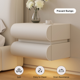 Humply Leather Floating Smart Bedside Table with 2 Drawers - thumbnail 9
