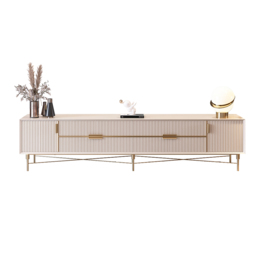 Modern Off White TV Stand for 2159mm TVs with 4 Drawers & Doors MDF - thumbnail 6