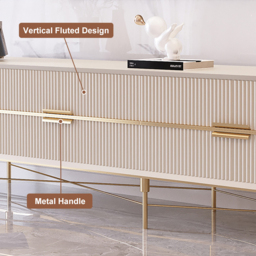 Modern Off White TV Stand for 2159mm TVs with 4 Drawers & Doors MDF - thumbnail 8