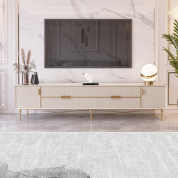 Modern Off White TV Stand for 2159mm TVs with 4 Drawers & Doors MDF - thumbnail 3