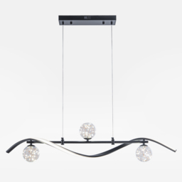 LED Linear Kitchen Island Light – 4-Light Dimmable Black Fixture with Glass Globe Shades - thumbnail 9