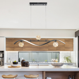 LED Linear Kitchen Island Light – 4-Light Dimmable Black Fixture with Glass Globe Shades - thumbnail 5