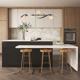 LED Linear Kitchen Island Light – 4-Light Dimmable Black Fixture with Glass Globe Shades - thumbnail 8