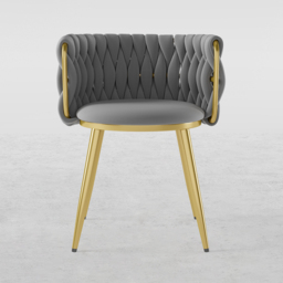 Sweave Nordic Light Gray 2-Piece Barrel Back Dining Chair Round Accent Velvet Upholstery - thumbnail 9