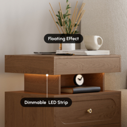Modern Smart Bedside Table with Light 2 Drawer Bedside Table with Charging Station - thumbnail 7