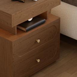 Modern Smart Bedside Table with Light 2 Drawer Bedside Table with Charging Station - thumbnail 6