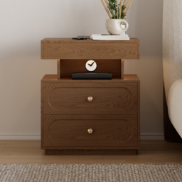 Modern Smart Bedside Table with Light 2 Drawer Bedside Table with Charging Station - thumbnail 2